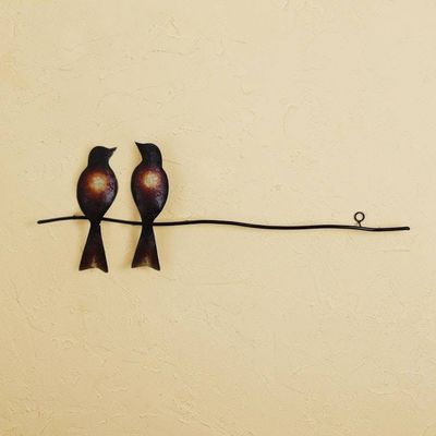 Primary image for Handcrafted Bird-Themed Steel Wall Sculpture from Mexico Sparrows in Love