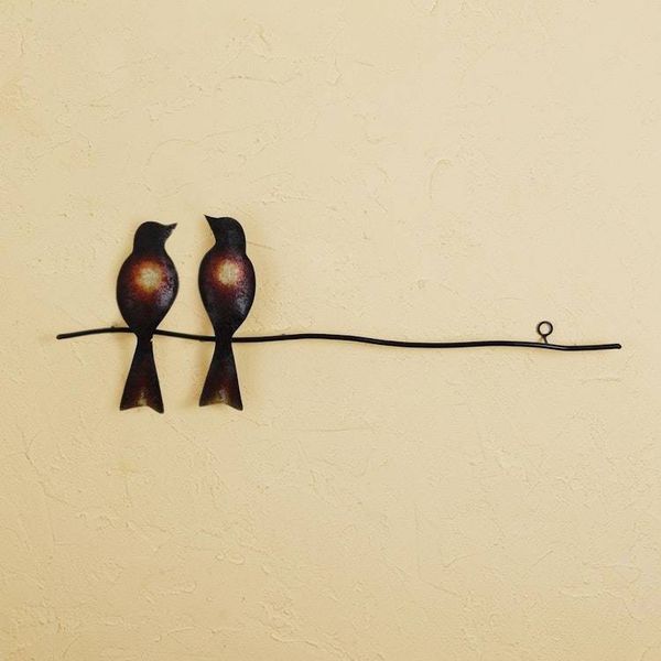 Alternate image for Handcrafted Bird-Themed Steel Wall Sculpture from Mexico Sparrows in Love