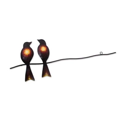 Alternate image for Handcrafted Bird-Themed Steel Wall Sculpture from Mexico Sparrows in Love