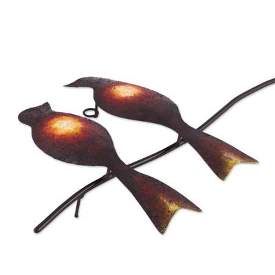 Alternate image for Handcrafted Bird-Themed Steel Wall Sculpture from Mexico Sparrows in Love