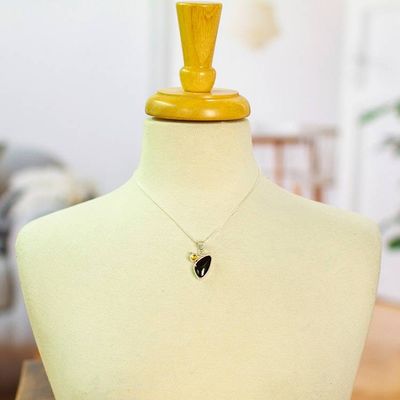Alternate image for Artisan Crafted Taxco Silver Obsidian and Citrine Necklace Dewdrop
