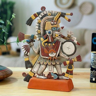 Primary image for Signed Artisan Crafted Aztec Ceramic Sculpture from Mexico Aztec God of Dawn