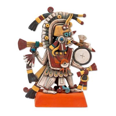 Alternate image for Signed Artisan Crafted Aztec Ceramic Sculpture from Mexico Aztec God of Dawn