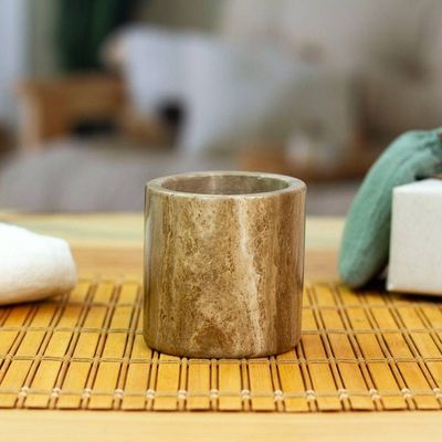 Primary image for Minimalist-Inspired Hand-Carved Brown Marble Pencil Holder Professional Earth