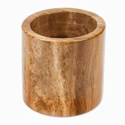 Alternate image for Minimalist-Inspired Hand-Carved Brown Marble Pencil Holder Professional Earth