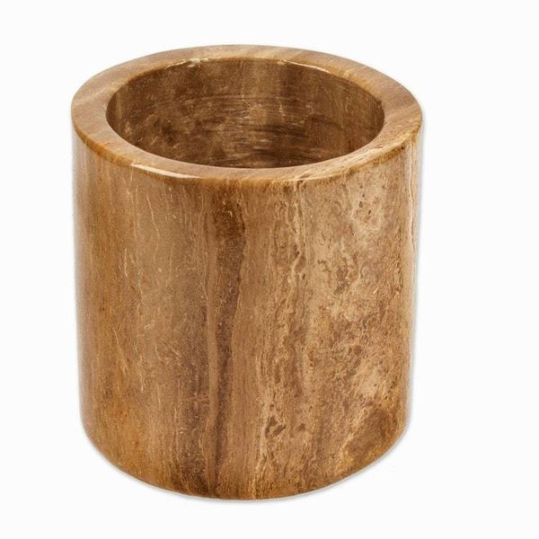 Alternate image for Minimalist-Inspired Hand-Carved Brown Marble Pencil Holder Professional Earth