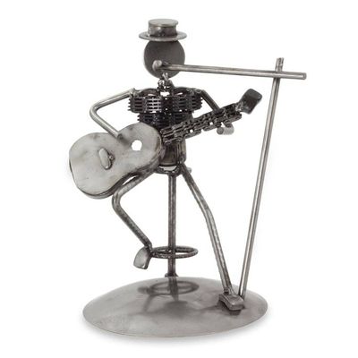 Alternate image for Metal Vocalist with Guitar Rustic Auto Part Sculpture Rustic Vocalist