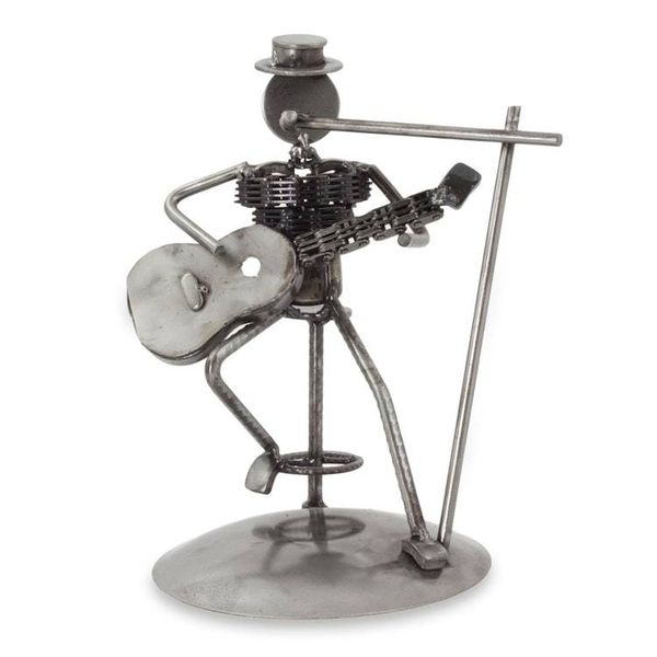Alternate image for Metal Vocalist with Guitar Rustic Auto Part Sculpture Rustic Vocalist