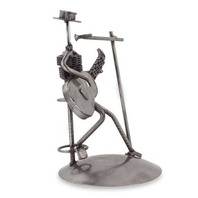 Alternate image for Metal Vocalist with Guitar Rustic Auto Part Sculpture Rustic Vocalist