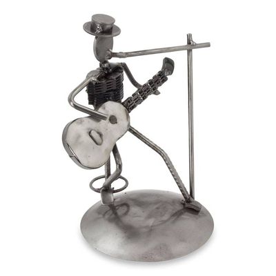 Alternate image for Metal Vocalist with Guitar Rustic Auto Part Sculpture Rustic Vocalist