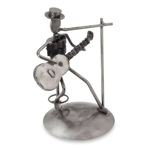 Alternate image for Metal Vocalist with Guitar Rustic Auto Part Sculpture Rustic Vocalist