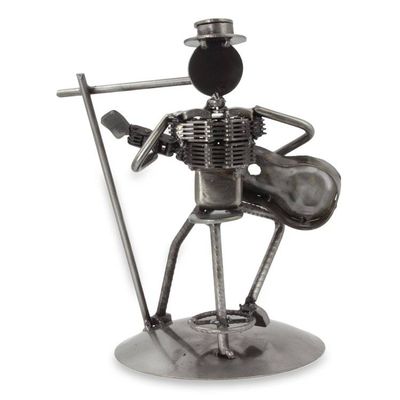 Alternate image for Metal Vocalist with Guitar Rustic Auto Part Sculpture Rustic Vocalist