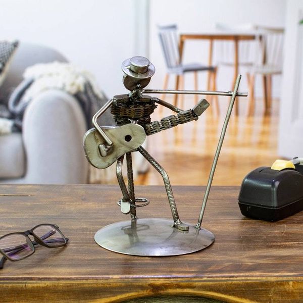 Alternate image for Metal Vocalist with Guitar Rustic Auto Part Sculpture Rustic Vocalist