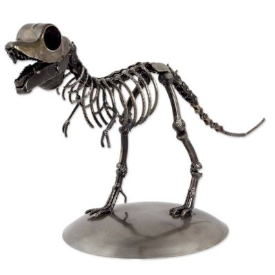 Alternate image for Artisan Crafted Upcycled Metal Statuette of T-Rex Tyrannosaurus