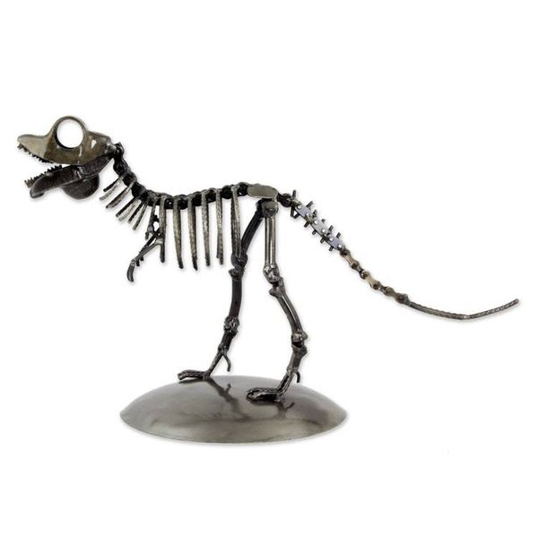Alternate image for Artisan Crafted Upcycled Metal Statuette of T-Rex Tyrannosaurus