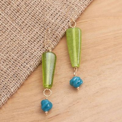 Primary image for Long Glass Beaded Gold Plated Earrings Java Jungle