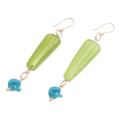 Alternate image for Long Glass Beaded Gold Plated Earrings Java Jungle