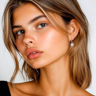 Alternate image for Polished Sterling Silver Hoop Earrings with Cultured Pearls Lunar Beauty