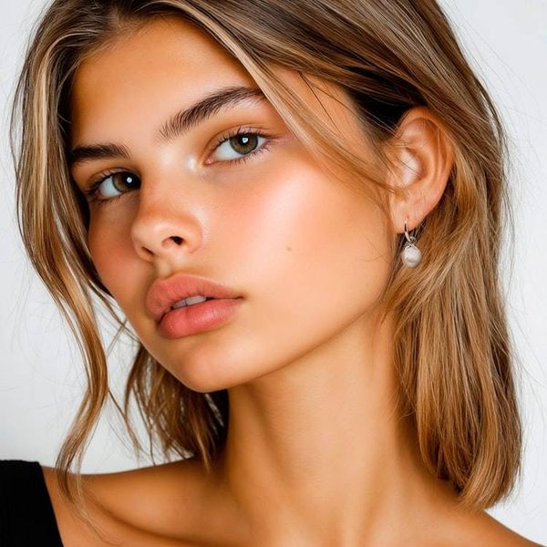 Alternate image for Polished Sterling Silver Hoop Earrings with Cultured Pearls Lunar Beauty