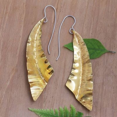 Primary image for Balinese Brass Dangle Earrings with Leaf Motif Soul Sister