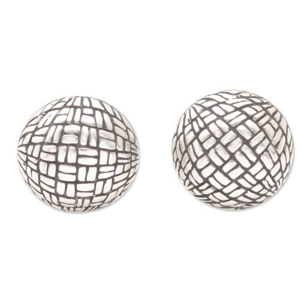 Alternate image for Sterling Silver Modern Stud Earrings Crafted in Bali Sweet Look