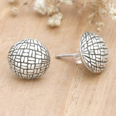 Alternate image for Sterling Silver Modern Stud Earrings Crafted in Bali Sweet Look