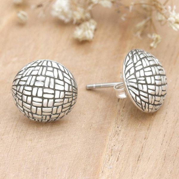 Alternate image for Sterling Silver Modern Stud Earrings Crafted in Bali Sweet Look