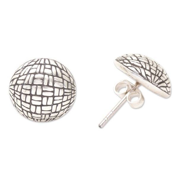 Alternate image for Sterling Silver Modern Stud Earrings Crafted in Bali Sweet Look