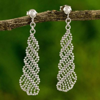 Alternate image for Dangle Earrings Handcrafted of 925 Silver Chains Subtle Elegance