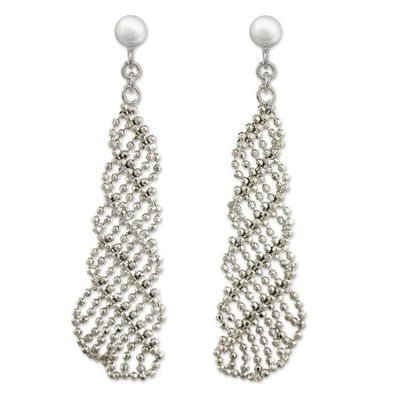 Alternate image for Dangle Earrings Handcrafted of 925 Silver Chains Subtle Elegance