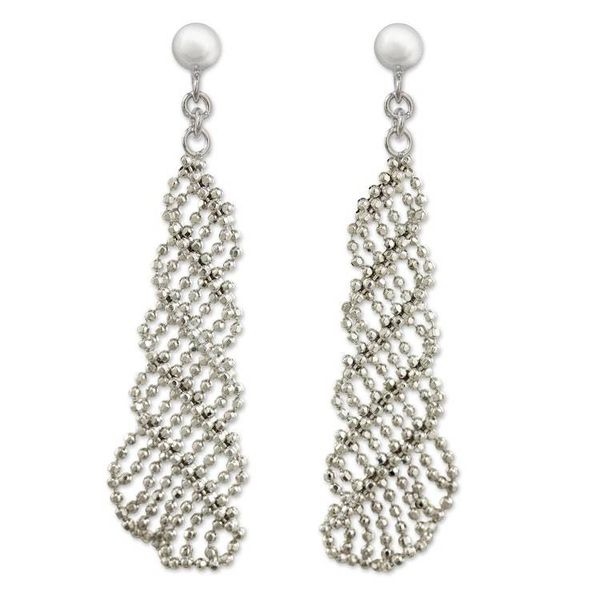 Alternate image for Dangle Earrings Handcrafted of 925 Silver Chains Subtle Elegance