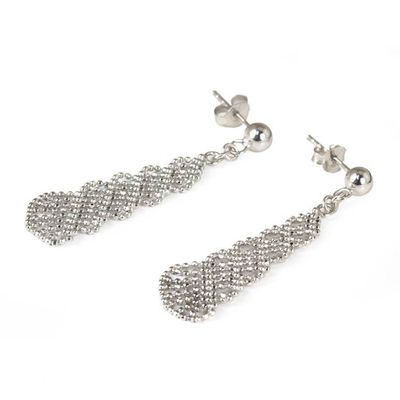 Alternate image for Dangle Earrings Handcrafted of 925 Silver Chains Subtle Elegance