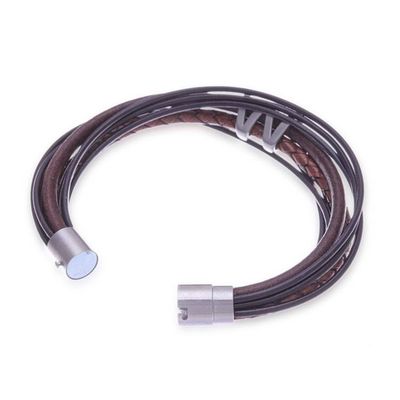 Alternate image for Handmade Braided Leather Pendant Bracelet Fanged in Brown