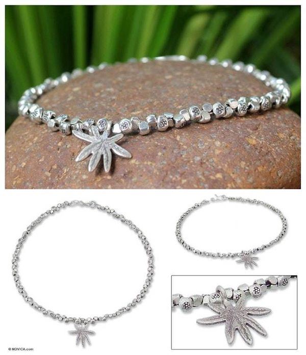 Alternate image for Hand Made 950 Silver Beaded Bracelet Forest