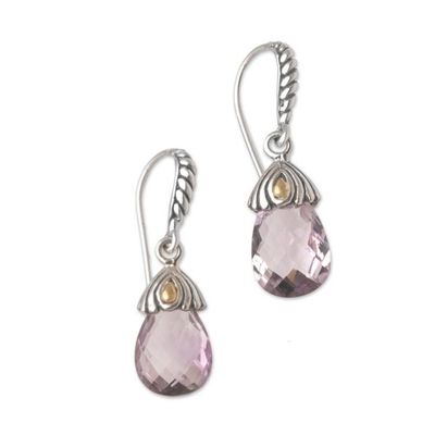 Primary image for Handmade Amethyst Sterling Silver Dangle Earrings Perfect Flora