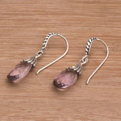 Alternate image for Handmade Amethyst Sterling Silver Dangle Earrings Perfect Flora
