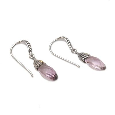 Alternate image for Handmade Amethyst Sterling Silver Dangle Earrings Perfect Flora