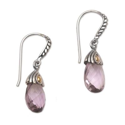 Alternate image for Handmade Amethyst Sterling Silver Dangle Earrings Perfect Flora