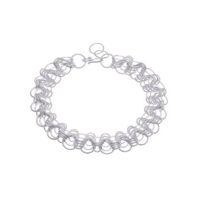 Alternate image for Brushed-Satin Finished Modern Sterling Silver Link Bracelet Diverse Dimension