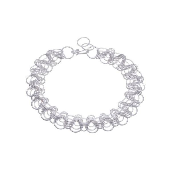 Alternate image for Brushed-Satin Finished Modern Sterling Silver Link Bracelet Diverse Dimension