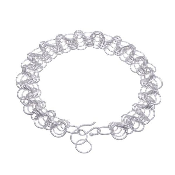 Alternate image for Brushed-Satin Finished Modern Sterling Silver Link Bracelet Diverse Dimension