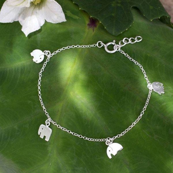 Alternate image for Handmade Sterling Silver Elephant Charm Bracelet Elephant Gang