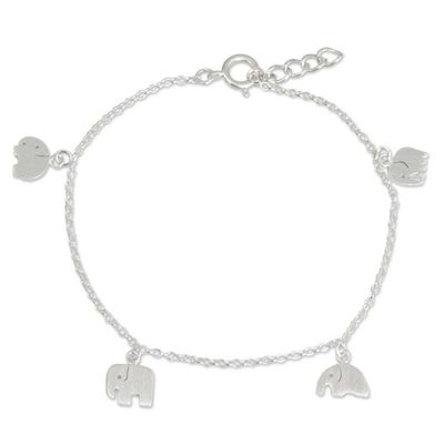 Alternate image for Handmade Sterling Silver Elephant Charm Bracelet Elephant Gang