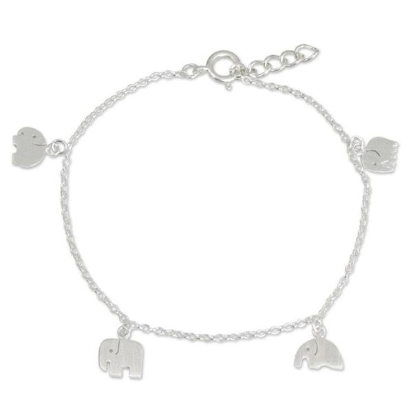 Alternate image for Handmade Sterling Silver Elephant Charm Bracelet Elephant Gang