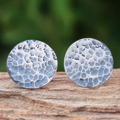 Primary image for Handmade Hammered Finish Button Earrings Around the Bend