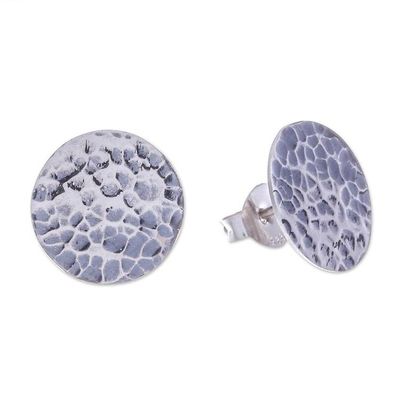 Alternate image for Handmade Hammered Finish Button Earrings Around the Bend