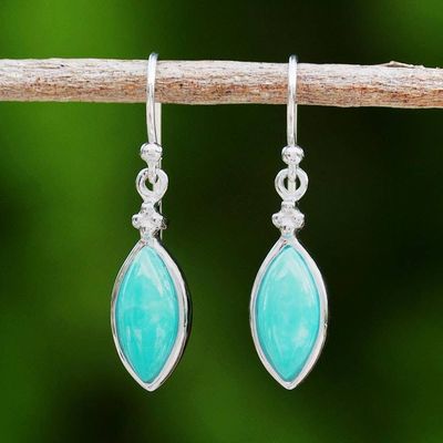 Alternate image for Rhodium Plated Amazonite Dangle Earrings from Thailand Knowing Eyes