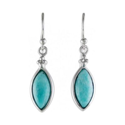 Alternate image for Rhodium Plated Amazonite Dangle Earrings from Thailand Knowing Eyes