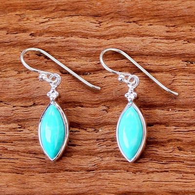Alternate image for Rhodium Plated Amazonite Dangle Earrings from Thailand Knowing Eyes