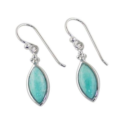 Alternate image for Rhodium Plated Amazonite Dangle Earrings from Thailand Knowing Eyes